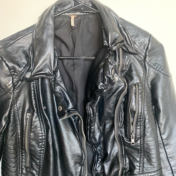 Free people leather jacket Moto jacket - Picture 8 of 9